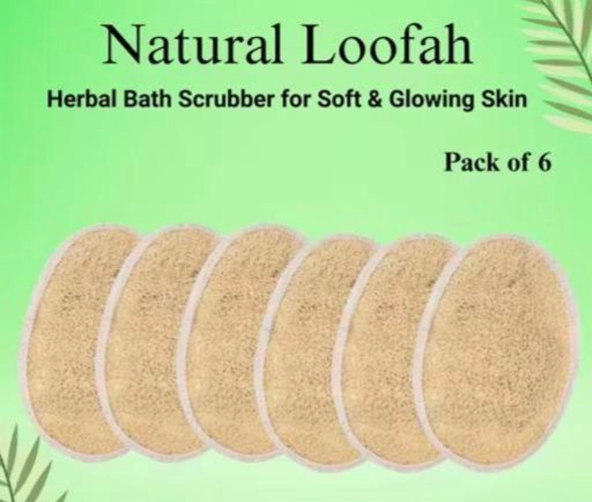 Premium Dual-Sided Organic Loofah & Cotton Spa Sponge (Pack of 6)