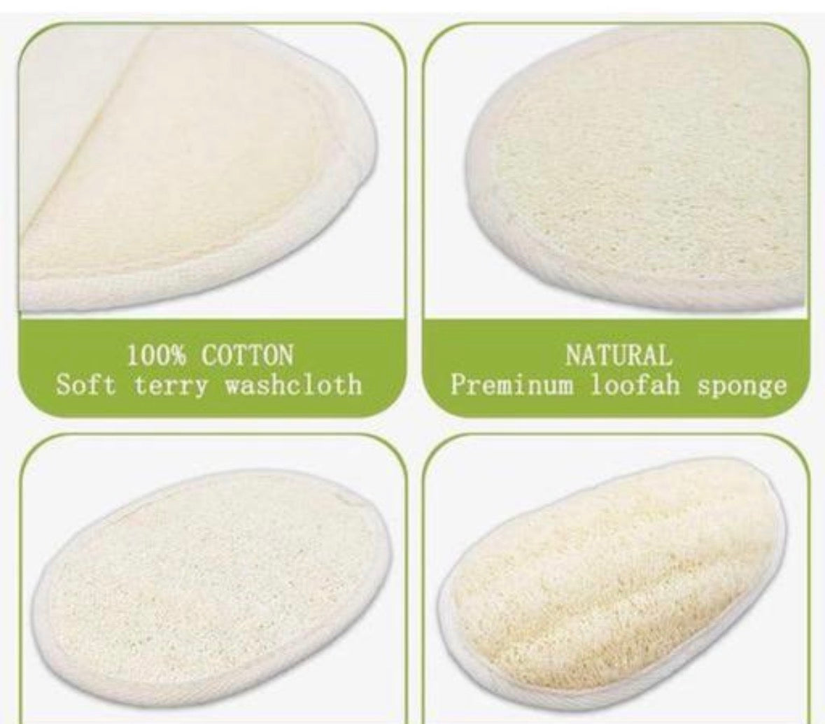Premium Dual-Sided Organic Loofah & Cotton Spa Sponge (Pack of 6)